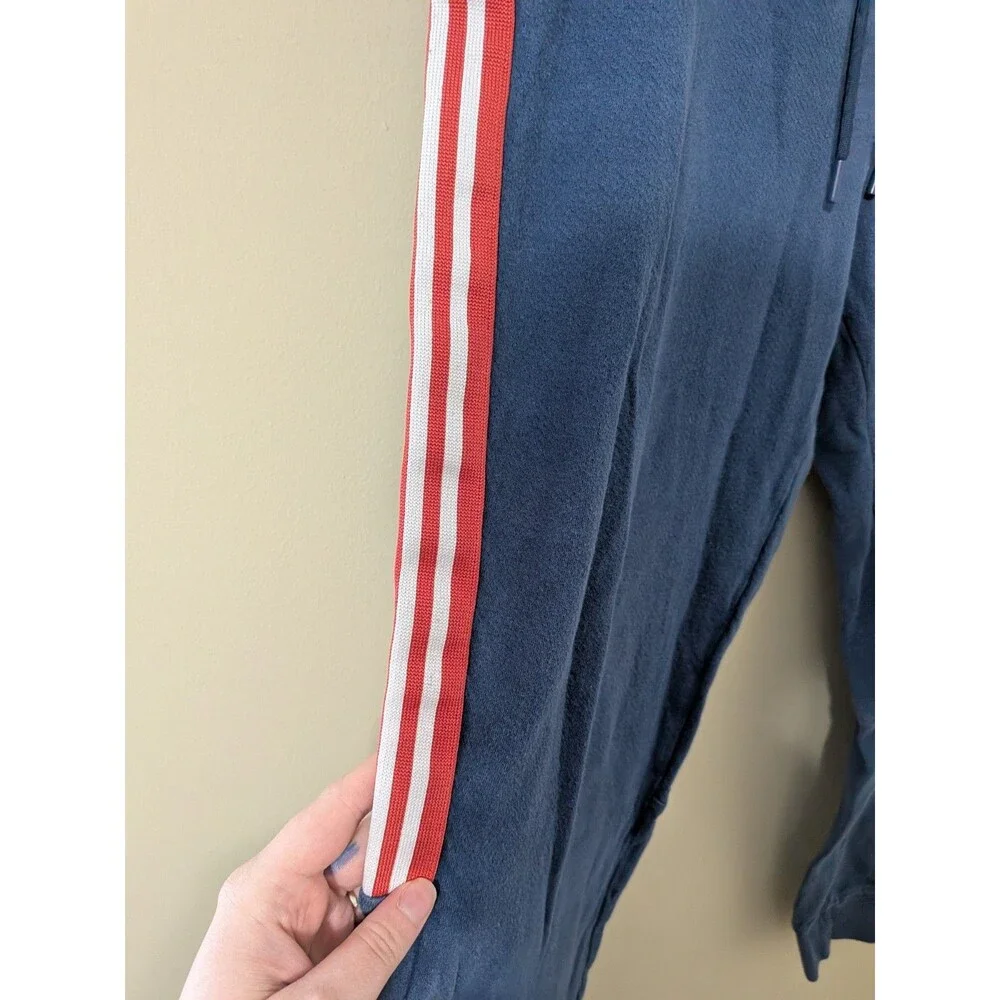 Adidas Jogger Pants Men’s L Blue Cotton Red Stripes Pockets YGI G3-136